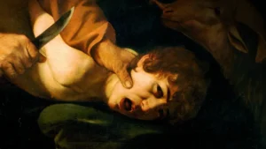 Il massacro di Beziers, rivolta medievale (dettaglio dipinto di Caravaggio)